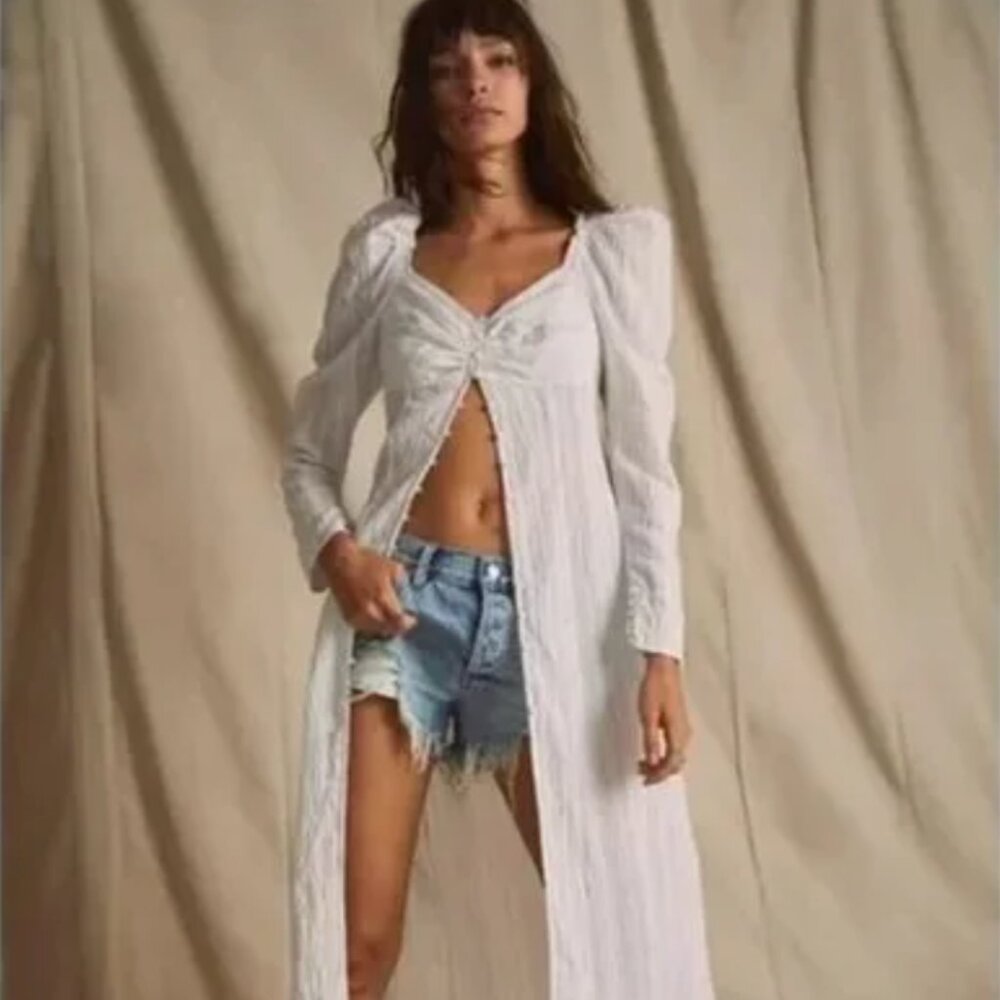 NWOT Free People Luna White Striped Maxi Dress S
